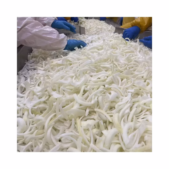 Fatias de cebola IQF da China Cebola descascada congelada fatiada / anéis / cebola em pedaços com Brc
